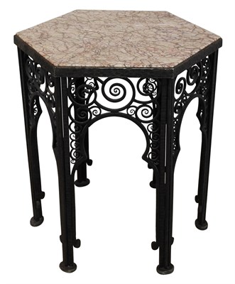 Lot 101 - Art Deco Style Wrought Iron Occasional Table...
