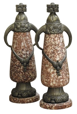 Lot 106 - Pair of German Art Deco Marble and Patinated...