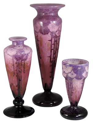 Lot 132 - Three Le Verre Francais Acid-Etched Cameo...