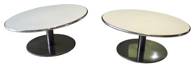 Lot 110 - Pair of Chrome Adjustable Oval Low Tables...