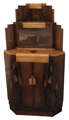 Lot 111 - Art Deco Rosewood and Maple Corner Cupboard...