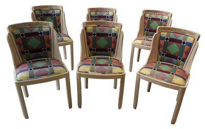 Lot 112 - Set of Six Art Deco Style White Stained Dining...