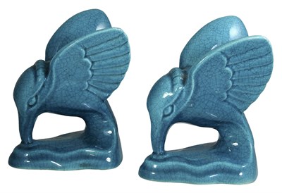 Lot 115 - Pair of Boch Frères Turquoise Glazed Pottery...
