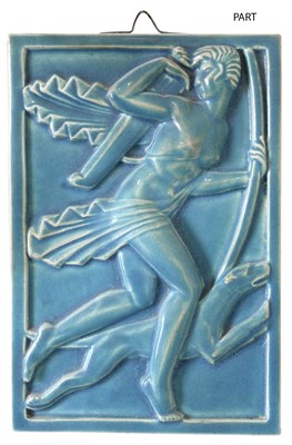 Lot 116 - Pair of Turquoise Glazed Earthenware Plaques...