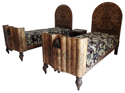 Lot 118 - Pair of Italian Art Deco Walnut Beds Height 60...