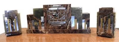 Lot 121 - Art Deco Hardstone and Chrome Three-Piece...