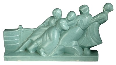 Lot 126 - Art Deco Turquoise Glazed Pottery Group Marked...