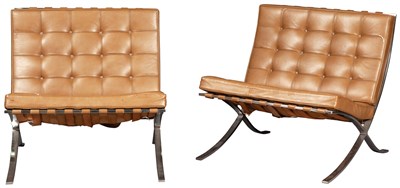 Lot 267 - Pair of Barcelona Brown Leather Barcelona...