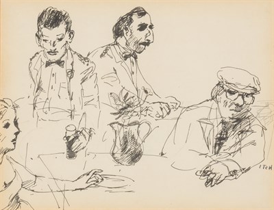 Lot 56 - 20th Century School Figures at a Table Signed...