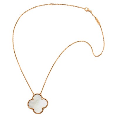 Lot 5 - Van Cleef & Arpels Gold and Mother-of-Pearl 'Alhambra' Pendant- Necklace