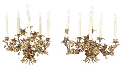 Lot 218 - Pair of Gilt-Metal Six-Light Sconces Height 16...
