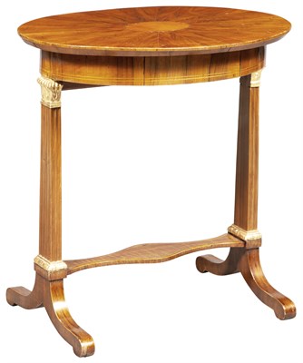 Lot 251 - Biedermeier Inlaid Walnut and Parcel-Gilt Work...