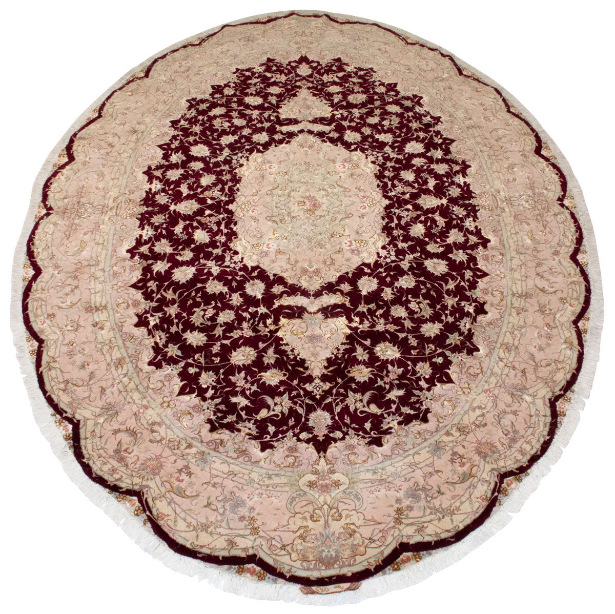 Lot 384 - Oval Kurkwool and Silk Tabriz Carpet Northwest...