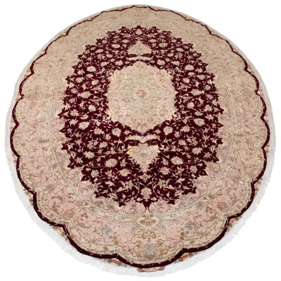 Lot 384 - Oval Kurkwool and Silk Tabriz Carpet Northwest...