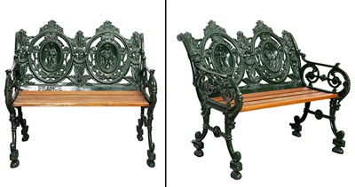 Lot 227 - Pair of French Green Painted Cast Iron and Oak...
