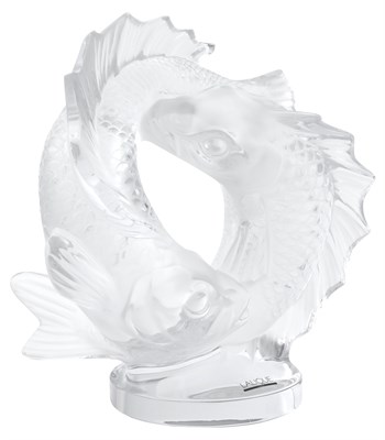 Lot 294 - Lalique Molded Glass Deux Poissons Sculpture...