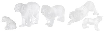 Lot 296 - Group of Five Lalique Molded Glass Figures of...