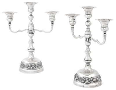 Lot 158 - Pair of Mexican Sterling Silver Three-Light...