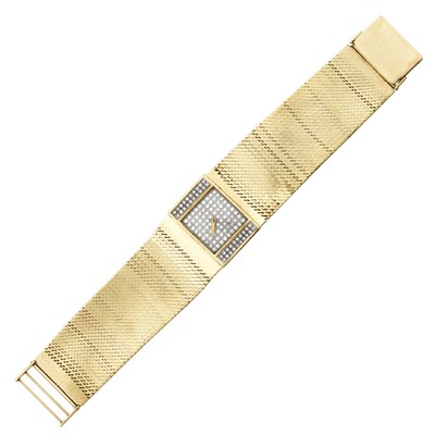 Lot 90 - Baume & Mercier Wide Gold and Diamond Wristwatch