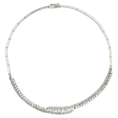 Lot 185 - White Gold, Low Karat White Gold and Diamond Necklace and Bracelet