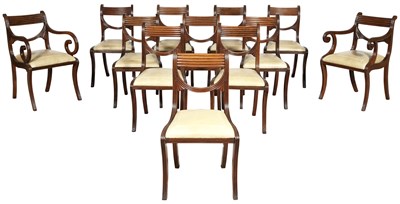 Lot 365 - Set of Twelve Regency Mahogany Dining Chairs...