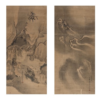 Lot 7 - Japanese School Edo Period Hanging scrolls:...
