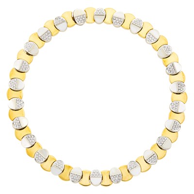 Lot 139 - Two-Color Gold and Diamond Necklace