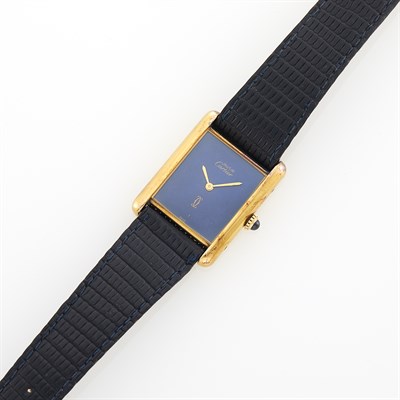 Lot 1013 - Must de Cartier Paris Silver-Gilt 'Tank' Wristwatch