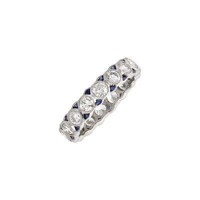 Lot 145 - Platinum, Diamond and Sapphire Band Ring