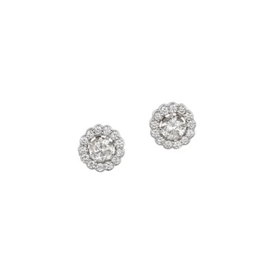 Lot 73 - Pair of White Gold and Diamond Stud Earrings