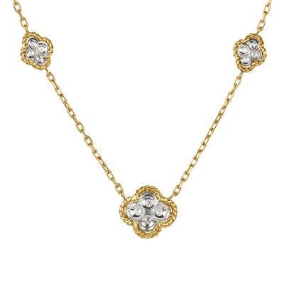Lot 107 - Two-Color Gold and Diamond Chain Necklace