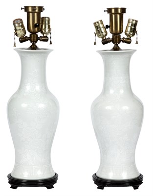 Lot 275 - Pair of Asian Style White Enameled Floral...