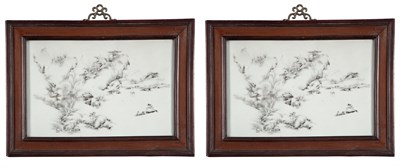 Lot 235 - Pair of Chinese Porcelain Landscape Scene...