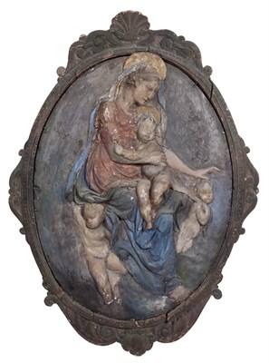 Lot 281 - Painted Composition Plaque of the Madonna and...