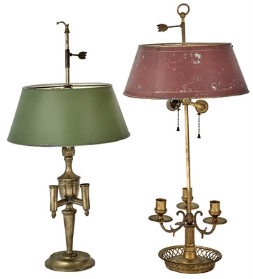 Lot 221 - Two Gilt-Metal Bouillotte Lamps One example...