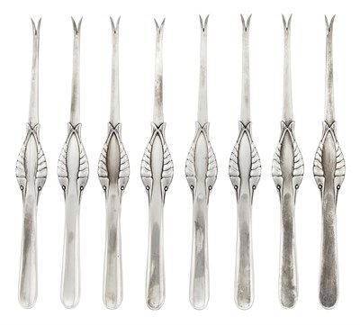 Lot 211 - Set of Eight Georg Jensen Sterling Silver...