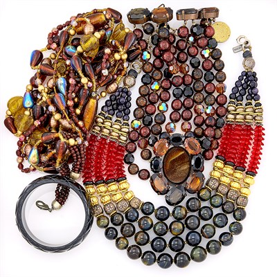 Lot 117 - Three Bead Costume Necklaces and Bangle Bracelet