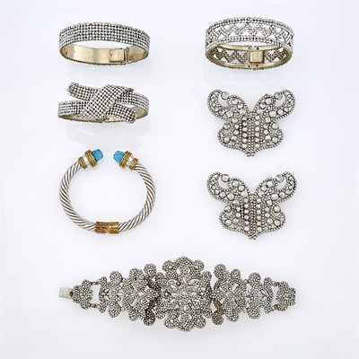 Lot 126 - Group of Steel and Rhinestone Costume Jewelry