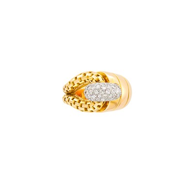 Lot 103 - Two-Color Gold, Platinum and Diamond Ring, France