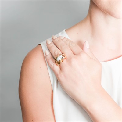 Lot 103 - Two-Color Gold, Platinum and Diamond Ring, France