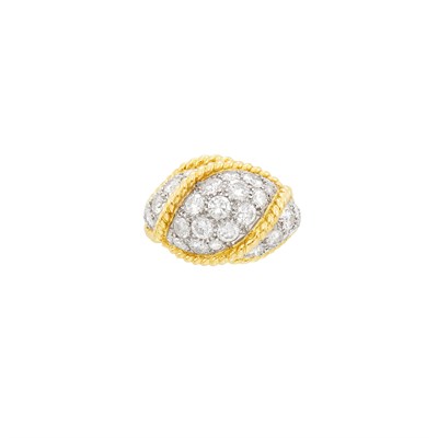 Lot 27 - Gold, Platinum and Diamond Dome Ring
