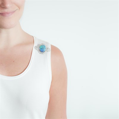 Lot 44 - Platinum, Black Opal and Diamond Brooch