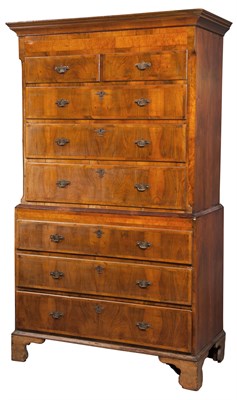 Lot 158 - George II Inlaid Walnut Chest-on-Chest Height...