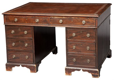 Lot 201 - George III Style Mahogany Pedestal Desk Height...