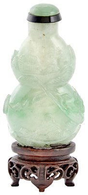 Lot 591 - A Good Chinese Jadeite Double Gourd Snuff...