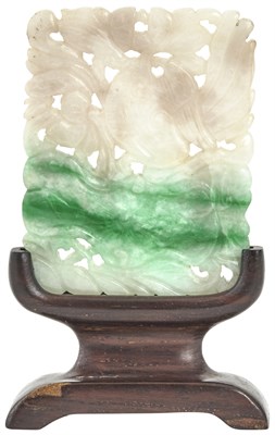 Lot 560 - A Chinese Jadeite Openwork Plaque Qing Dynasty...