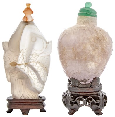 Lot 584 - Two Chinese Hardstone Snuff Bottles Late Qing...