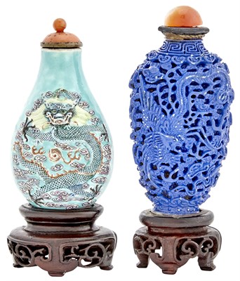 Lot 587 - Two Chinese Porcelain Snuff Bottles Late Qing...