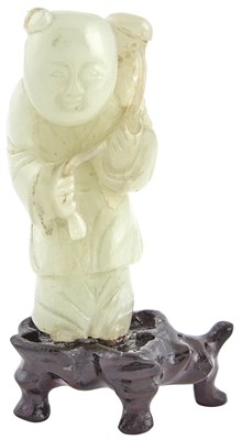 Lot 564 - A Chinese Pale Celadon Jade Carving of a Boy...