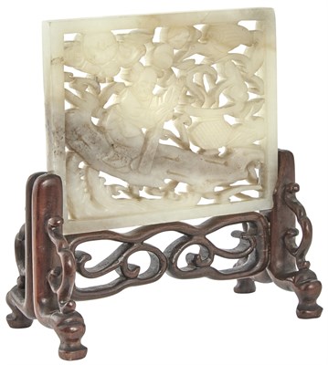 Lot 571 - A Chinese White Jade Openwork Belt Plaque...